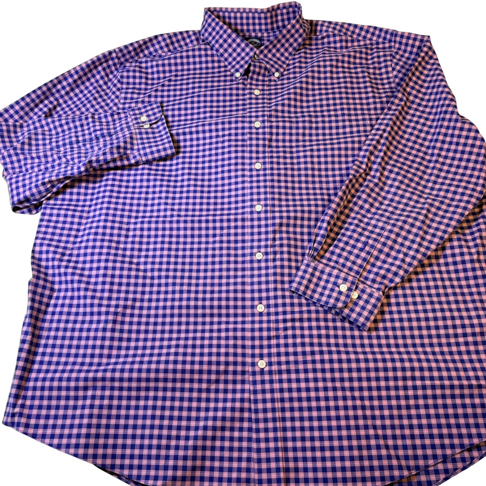 Brooks Brothers Button Down Shirt 3XL Purple Pink Gingham No-Iron Stretch Cotton - Picture 2 of 8